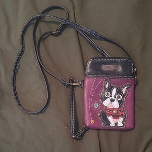 Chala Purple Crossbody Bag with Dog Design